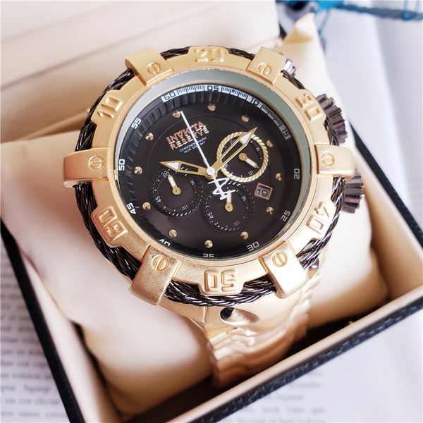 

dz waterproof invicta outdoor sports quartz men's watch all functions can be operated rotating calendar steel dial, Slivery;brown