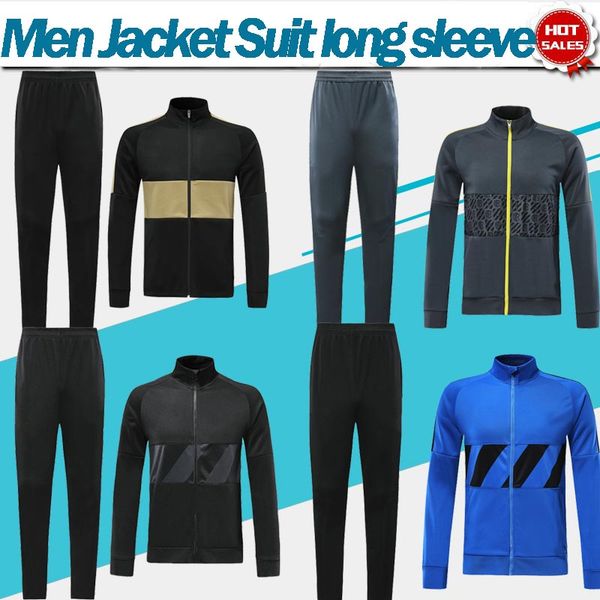

2020 inter jacket suit men soccer kit 19/20 long sleeve tracksuit men inter football sweat suits jacket+pants, Black