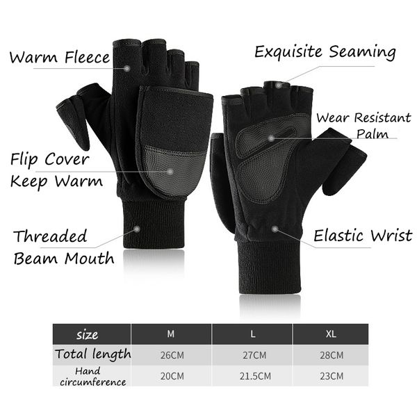 

winter fleece warm gloves contact screen male flip cover refers to plus velvet thickening outdoor pgraphy gloves, Blue;gray