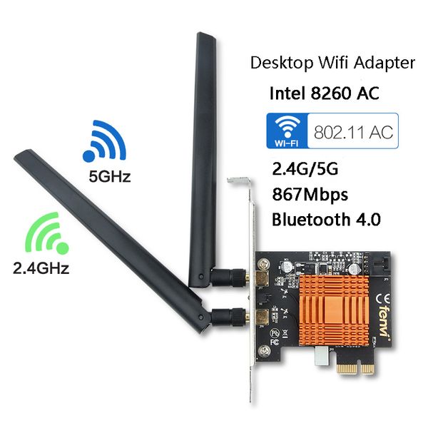 

dual band 1200mbps wireless intel 802.11ac deskpci express pci-e 1x wlan wifi adapter wi-fi + bluetooth 4.2 network 2.4g/5g