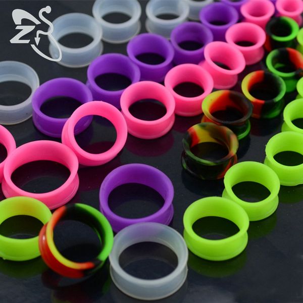 

9 pair silicone flexible thin ear plugs tunnel double flared expander gauges piercing ear tunnels expander body piercing jewelry, Slivery;golden