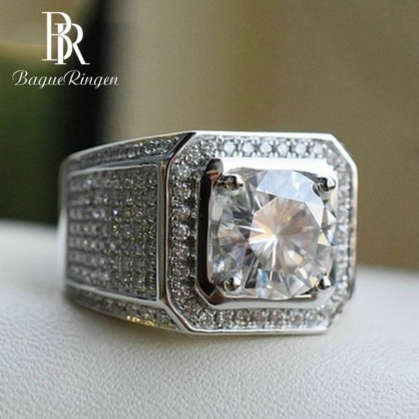 

bague ringen new arrivals 925 sterling silver zircone square rings for domineering men lover wedding engagement gift jewelry, Golden;silver