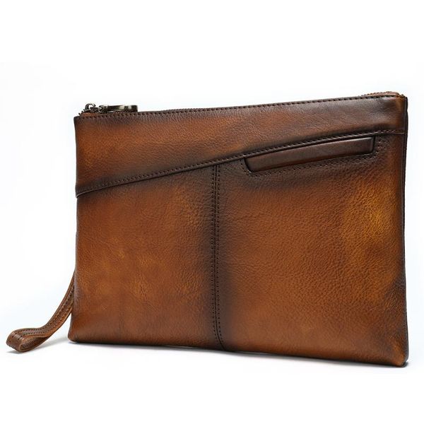 

fashion men's hand bag business leather envelope hand bag color wiping large capacity wrist 31121