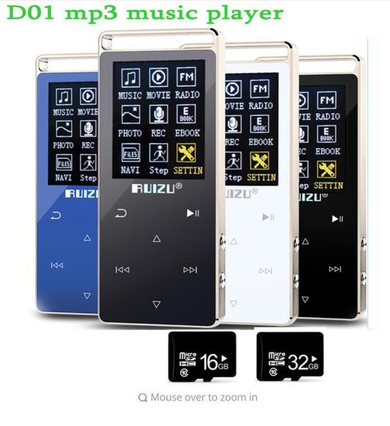 

all metal mp3 player 8g original ruizu d01 touch screen video pedometer voice recorder e-book radio music player