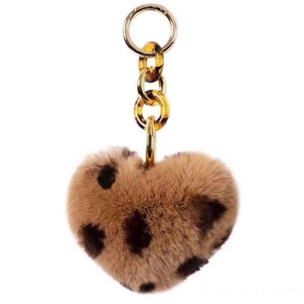 

fashion new fluffy rex rabbit hair ball pom keychain heart keychain porte clef handbag pendant bag charm gift keyring ring, Slivery;golden
