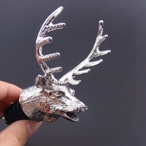 

zinc alloy creative deer head wine bottle cork pourer ser deer stag wine pourer aerator barware decor dhl 657