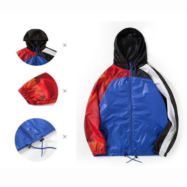 

мужская тонкий капюшоном весна лето длинными рукавами куртки вскользь ветровка на молнии с капюшоном пуловеры одежда для мужчин streetwear, Black;brown