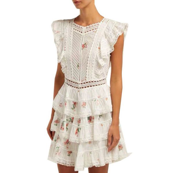 

дизайнер платья женская одежда 2019 взлетно-посадочная полоса лето женщины спинки лук мини торт платье печати рукавов оборками платье партии, Black;gray