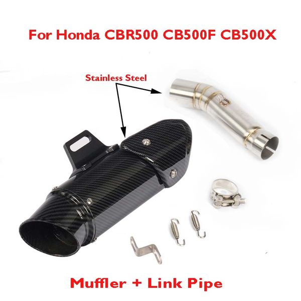 

cbr500 cb500x cb500f motorcycle exhaust pipe muffler tip mid middle link connect pipe slip on for cbr500 cb500x cb500f