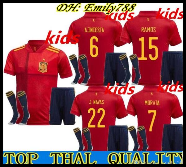

kids kit 2020 испании eruo чашки трикотажные изделия футбола 2020 испания camiseta де futbol asensio мората футбол рубашка isco ramos иньест, Black;yellow