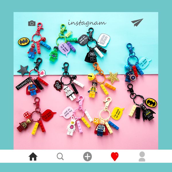 

cartoon marvel figure keychain for boy's key chains ring car bag pendent charm, Silver