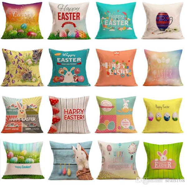 

easter cushion covers linen square throw pillow case simple decorative pillowslip easter fesitival home decor gifts 43*43cm fhh7-1979