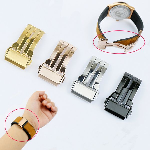 

brush polish stainless steel watch band buckle glide lock clasp steel for bracelet rubber leather strap belt