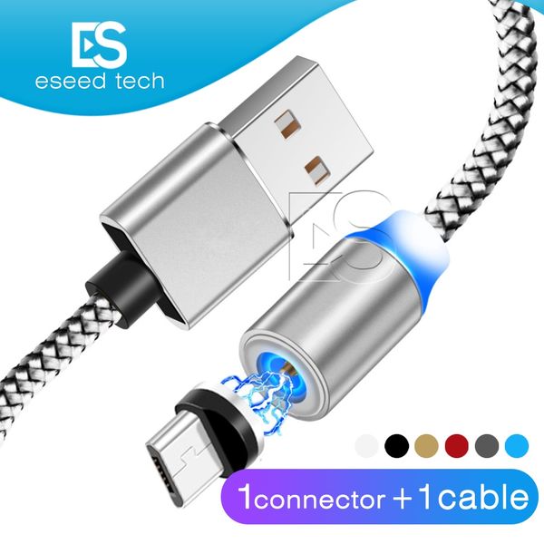

3 in 1 magnetic uction charger cable led nylon tronger metal magnet cord 1m android micro u b type c cable for am ung note 10 lg android