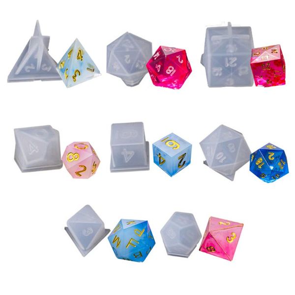 

8 shapes dice fillet square triangle dice digital game silicone mould 40jf