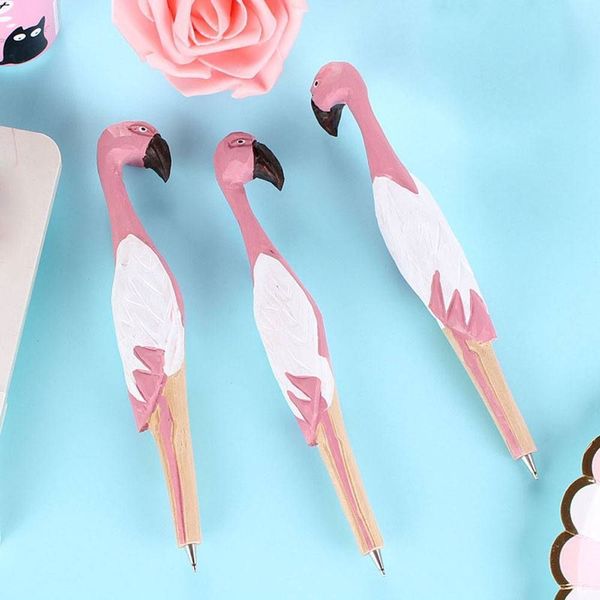 

1 pc animals flamingo shape ball-point pen gel school stationery decor students, Blue;orange