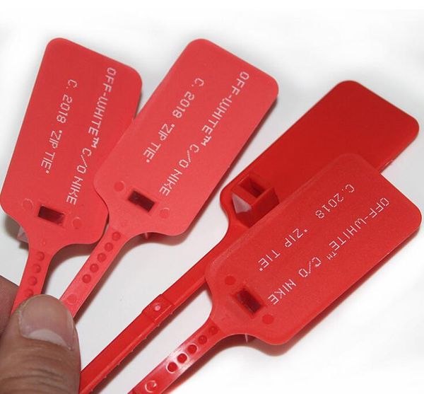 

Off Shoes Zip Tie Red Strap OW Tag Пластиковая пряжка Virgial Дизайнер C.2018