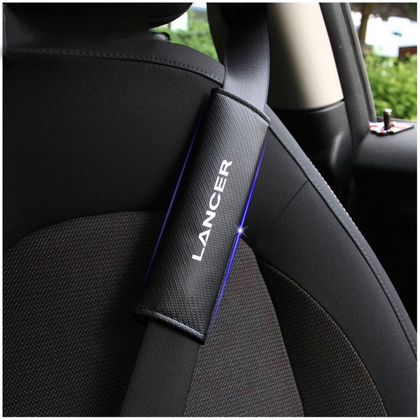 

2pcs pu reflective car seat belt shoulder pads safe seat belt cover for mitsubishi lancer car styling auto parts