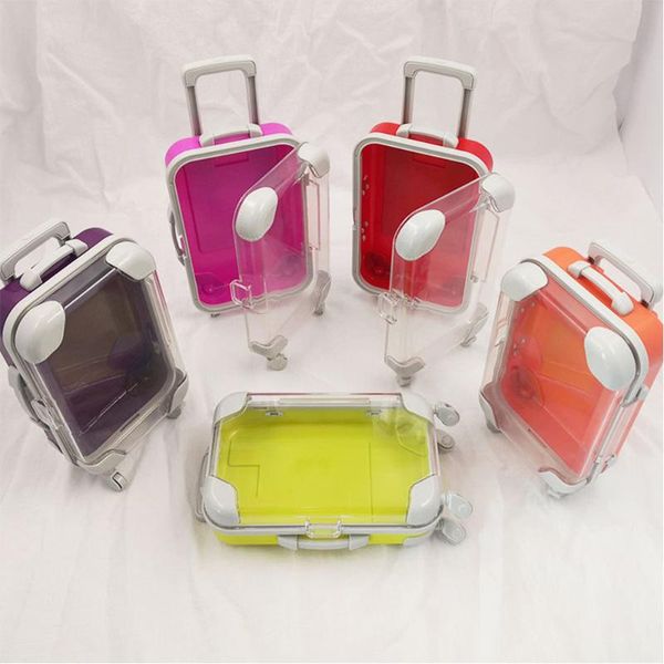 

new 1pc fashion creative mini trolley box eyelash packaging box multicolor tray suitcase false eyelash storage