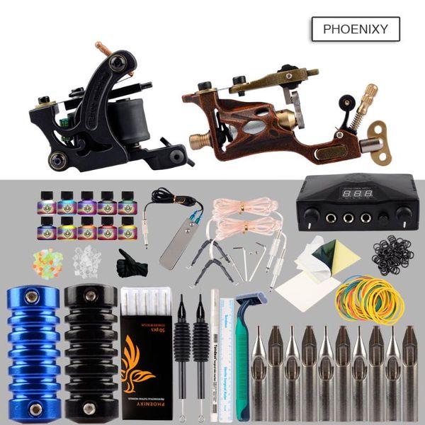 

complete tattoo kit beginner tattoo starter kits 2 machines guns 20 ink sets power supply needles ink