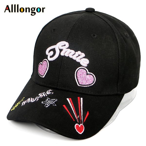 

summer 2019 women baseball cap snapback letter print embroidery cotton gorras casquette femme black white hip hop hat korean, Blue;gray