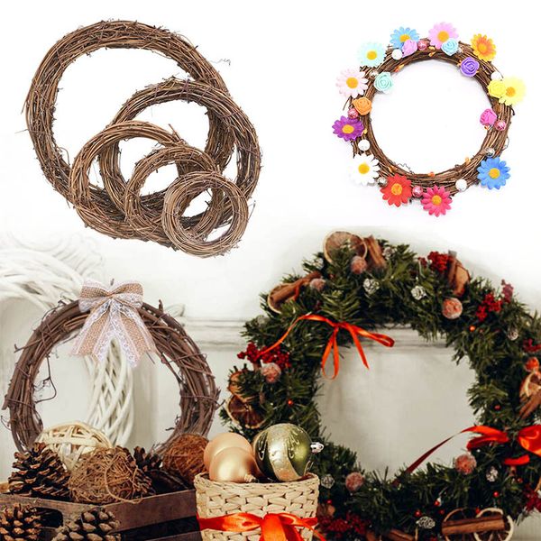 

81012152025cm christmas wreath artificial rattan garland wedding christmas tree decor diy hanging weaved garlands craft pet supplies
