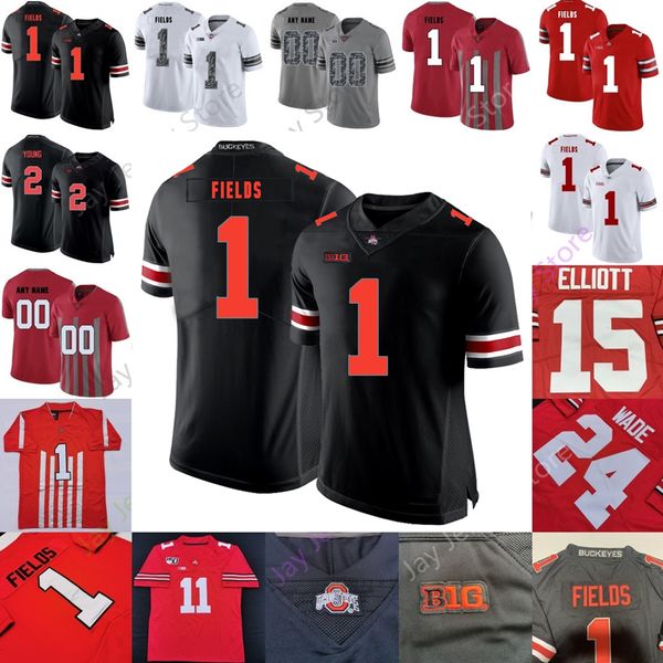 

custom ohio state buckeyes football jersey ncaa college garrett wilson eddie george justin fields chase young j.k. dobbins women youth kid, Black;red