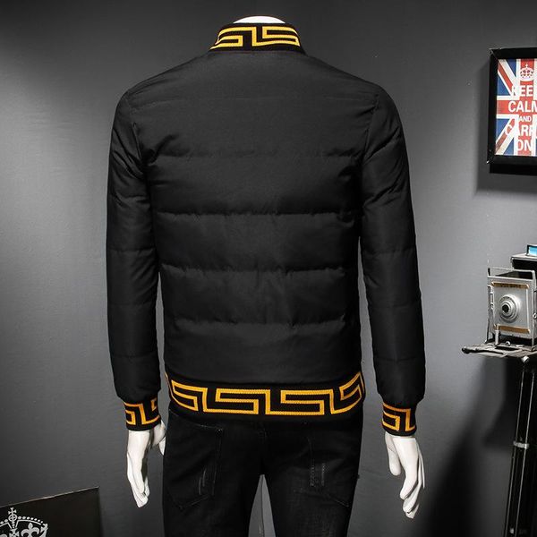 

2018 autumn and winter men's luxury down jacket coat embroidery baseball collar thick mens designer jackets plus size m-5xl, Black;brown