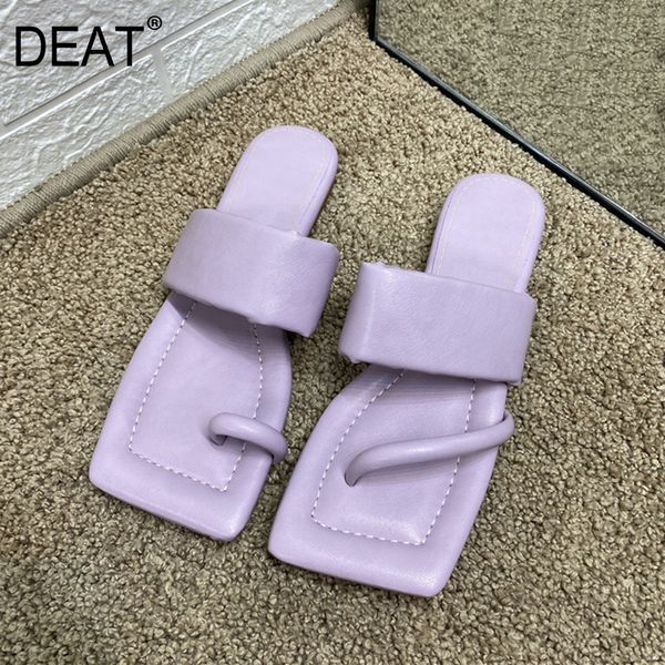 

deat] 2020 new spring summer square toe split toes pu leather outdoor flat casual slippers women shoes fashion tide 10i055, Black