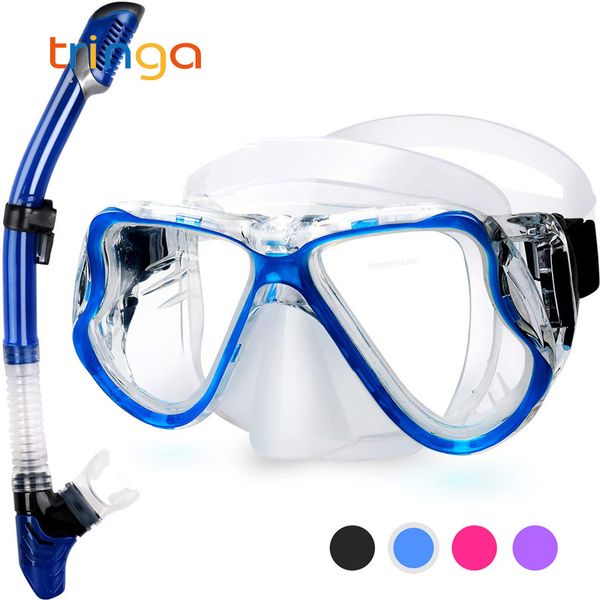 

2019 scuba diving mask set anti fog goggles with snorkel glasses tube adjustable strap for women men swimming mask
