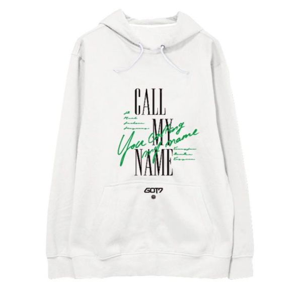 

got7 new call my name same printing pullover loose hoodies kpop fleece/thin sweatshirt 4 colors, Black