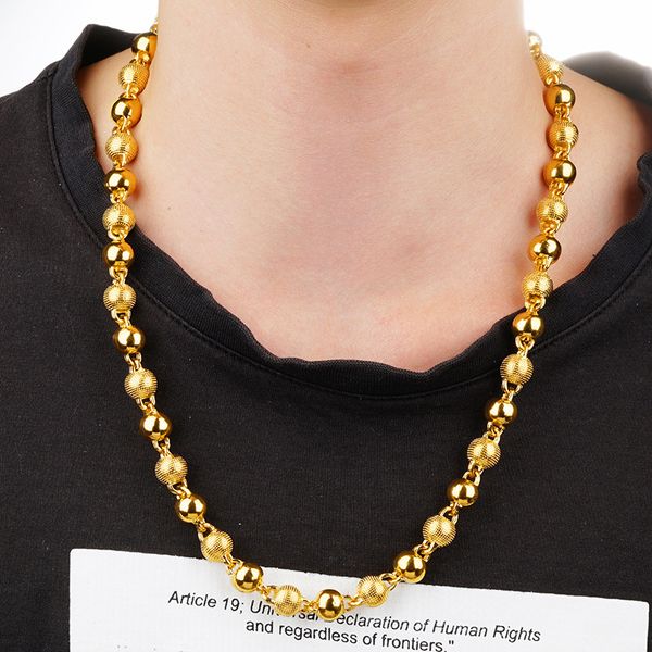 

frosted smooth solid 24k gold customized dubai real 24k gold necklace boys mens chain choker necklace fashion jewelry, Silver