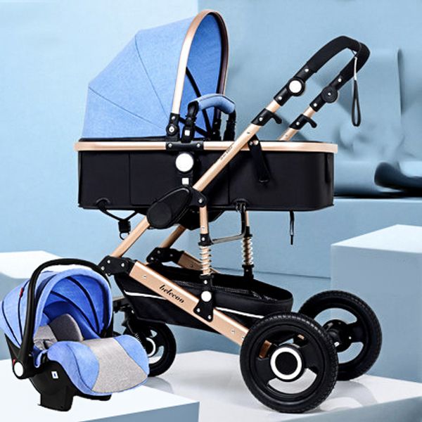 

fast ship baby stroller high landscape light can sit reclining folding two-way newborn child stroller 3 in 1