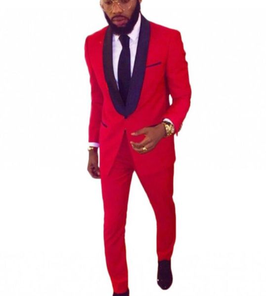 

red wedding groom tuxedos for groomsmen prom party suit black shawl lapel man suit wedding men's blazer suits (jacket+pants+tie, Black;gray