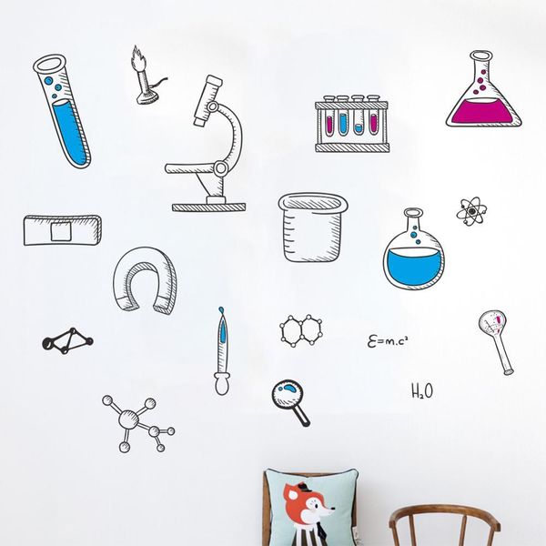 

cartoon chemistry experiment tool wall sticker children room bedroom background decorations mural laboratory stickers wallpaper