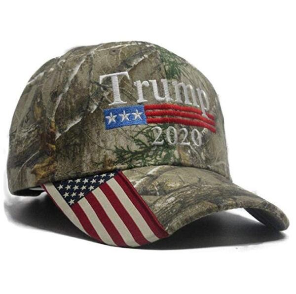 

The 2020 trump campaign camouflage hat and the american flag hat