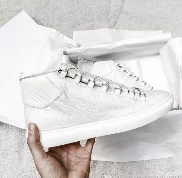 

2019 fashion lace-up gray genuine leather high men sneakers shoes designer casual flats high shoes sl14, Black