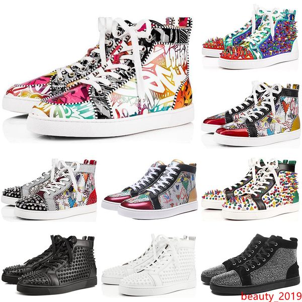 

wholesale designer luxury s shoes men women studded spikes platform sneakers glitter vintage genuine leather casual rivet sneaker