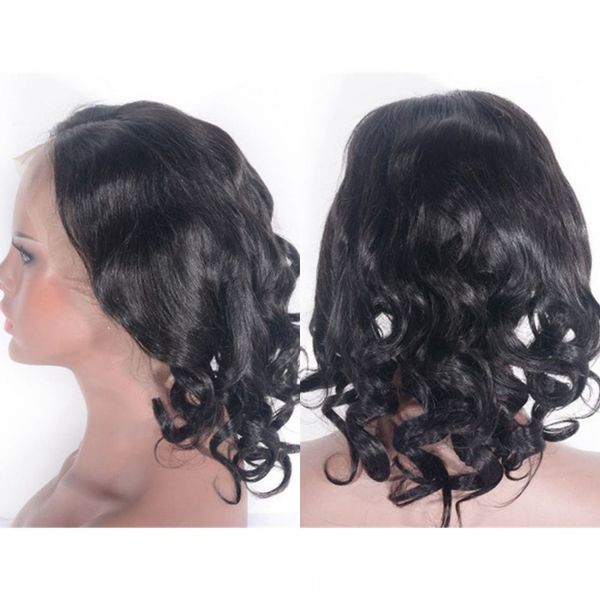 

парики волос людей для чернокожих женщин камбоджийского артремфита девы волос короткого парика фронт шнурок отбеленных узлов, Black;brown