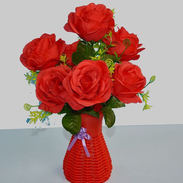 

artificial chinese red rose flower bouquet 7 heads for wedding valentine's day supplies new year living room big flowers 36cm