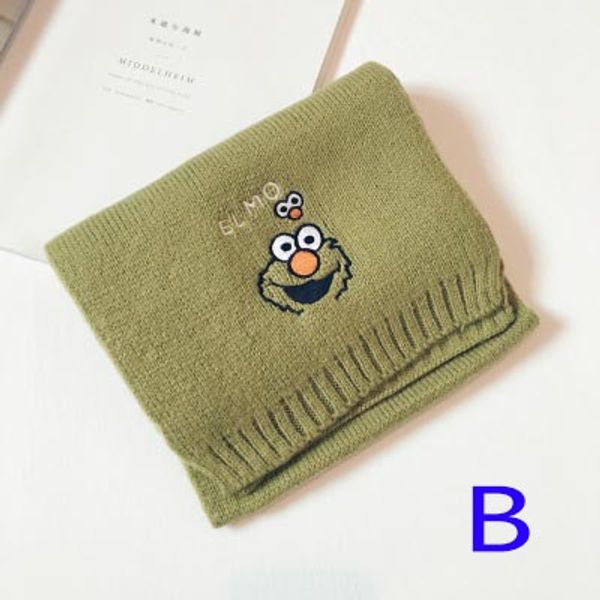 

children designer embroidered cartoon scarf kids cute thermal scarf boys and girls solid color scarfs new fashion wholesale 2020, Red;brown