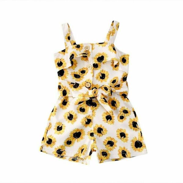 

cute toddler baby girl clothes strap romper jumpsuit sunflower summer outfit, Blue