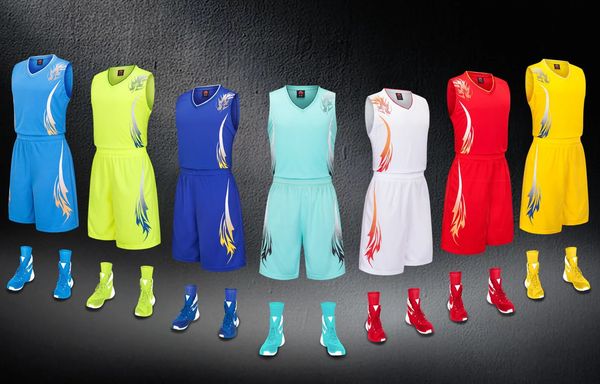

discount men training basketball sets with shorts uniforms reversible basketball jerseys for that home and away look kits sports a9-1, Blue;black