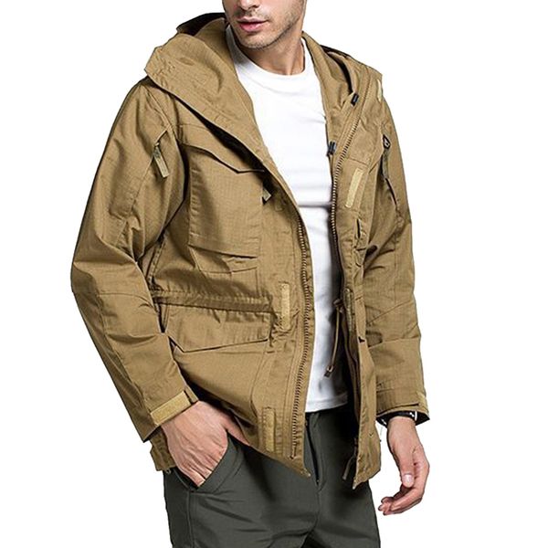 

mjartoria мужчины tactical куртка весна quick 2-в-1 3xl пальто мужской нескольких карманы с капюшоном ветровка ветровку, Tan;black