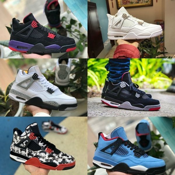 

2019 new 4 tattoo black white cement graffiti cactu jack raptor men ba ketball hoe de igner 4 kaw royalty bred retro neaker