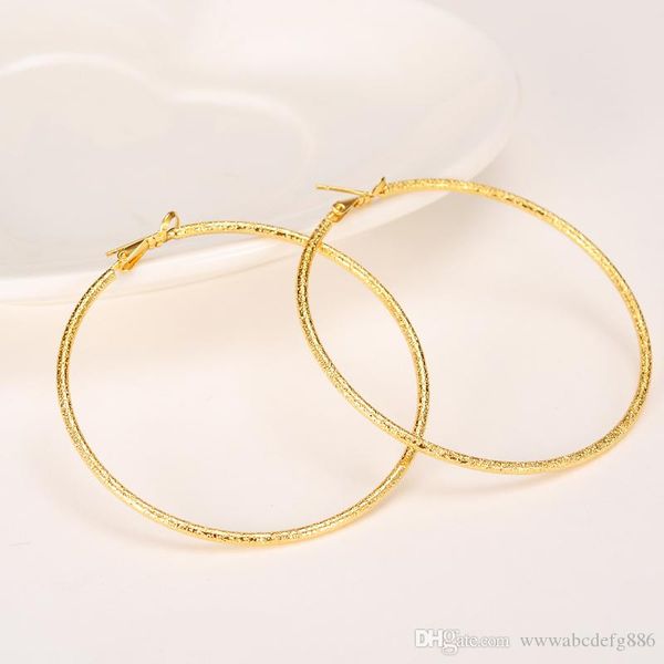 

big round hip-hop earrings new trendy 14k yellow solid fine gold filled fashion jewelry 60mm diameter large earrings women, Golden;silver
