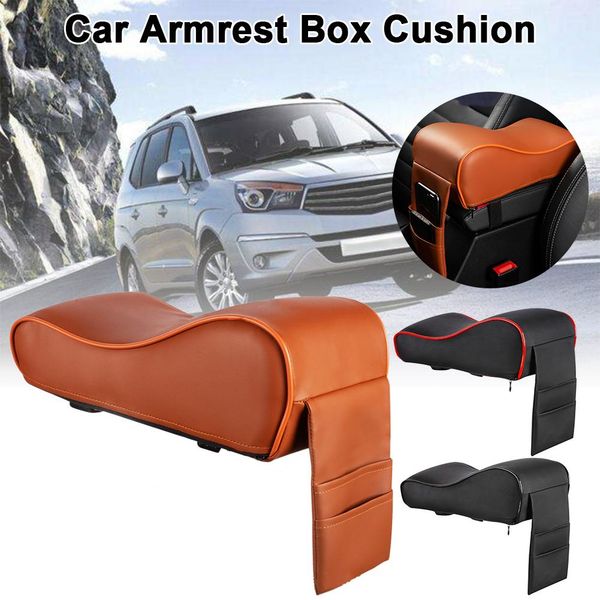 

car armrest box mat auto central armrest cushion soft leather memory cotton central store heighten content storage bag accessory