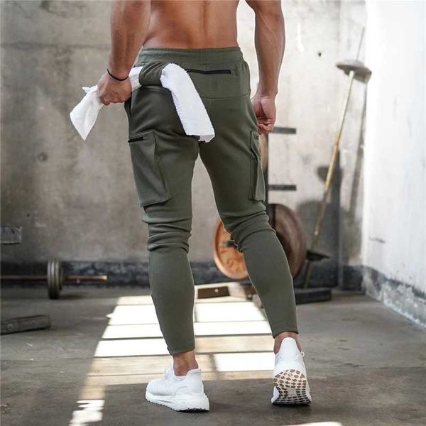 

mens jogger pnats sweatpants man gyms workout fitness cotton trousers male casual fashion skinny track pants zipper design pants, Black