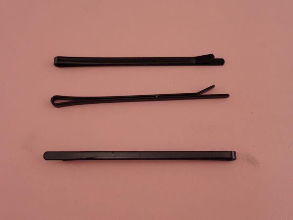 

50pcs 3.0mm*7.0cm 2.75" black plain flat metal bobby pins at nickle and lead metal hair barrettes pins slides, Golden;silver