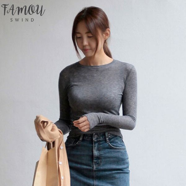 

new summer spring women t shirt casual tee shirt femme long tees cotton tshirt thin slim long sleeve female t, White